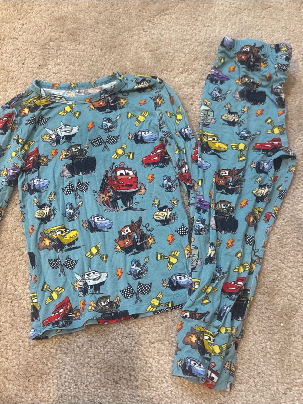 Posh Peanut Disney Pixar Cars Bamboo Pajama Set Lightning McQueen Size 3-4T